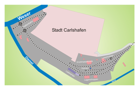 Pianta della stazione di Carlshafen.