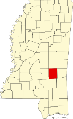 Karte von Jasper County innerhalb von Mississippi