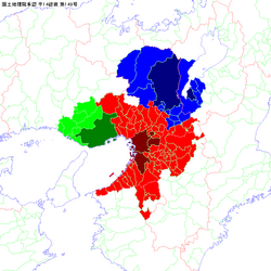 赤い部分が大阪都市圏の範囲