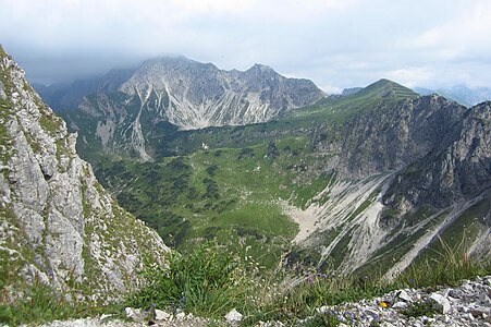 Kleiner und Großer Gundkopf, Geißfuss und der Nebelgipfel in den Wolken