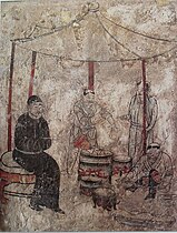 Khitanci kuhajo. Freska iz grobnice dinastije Liao (907–1125) v Aohan Baner