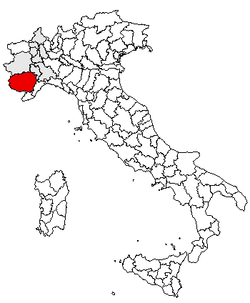 Placering af Cuneo i Italien