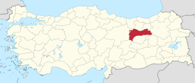 Pozicija provincije Erzincan na karti Turske