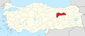 Location of Erzincan Province in Turkey