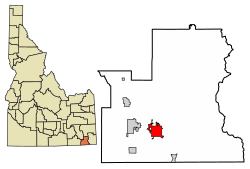 Location of Preston in Franklin County, Idaho.