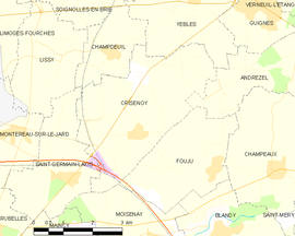 Mapa obce Crisenoy