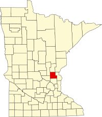 Locatie van Isanti County in Minnesota