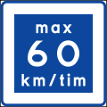 Rekommenderad lägre hastighet max 60 km/h