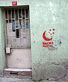 Logo of Islamist Saadet Partisi (SP, Felicity Party) painted on a wall near Zalmahmut Paşa Camii