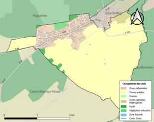 Carte en couleurs présentant l'occupation des sols.