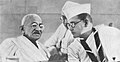 Gandhi at the Indian National Congress annual meeting in Haripura in 1938 with Congress President Subhas Chandra Bose.