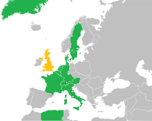 A coloured map of the countries of Europe