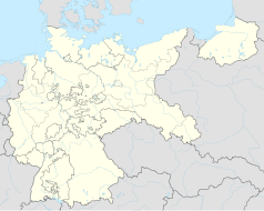 Mapa konturowa Rzeszy Niemieckiej, na dole nieco na lewo znajduje się punkt z opisem „miejsce bitwy”