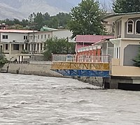 Gilgit River Level near Canopy Nexus Hotel before flooding