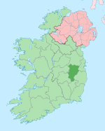 Comté de Kildare en vert sombre, Irlande en vert clair.