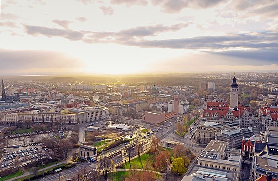 Panuràmma de Leipzig vista da-u grattacê City