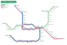 Netwerkkaart van de S-Bahn van Hamburg