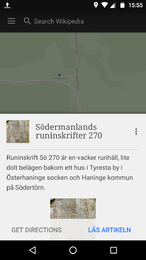 Välja och läsa artikel i Wikipedias app.