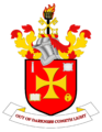 Arms of City of Wolverhampton Council with a stalked fire basket in the crest