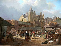 Painting of fish market near Het Steen (1833)