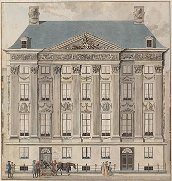 Voorgevel van het Trippenhuis, tekening uit 1803