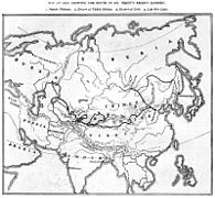 1897. Carte de l'Empire de Chine incluant le Tibet dans ses frontières, montrant le voyage de Sven Hedin.