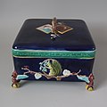 Coloured glazes box and cover, Aesthetic style, c. 1880