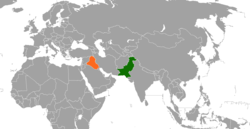 Map indicating locations of Pakistan and Iraq