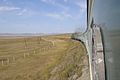 Tren chino K3 en el Transiberiano, en Mongolia.