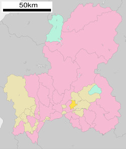 Location of Kawabe in Gifu Prefecture