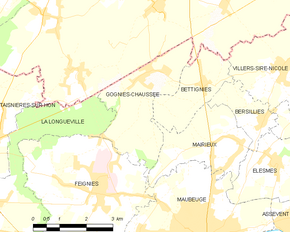 Poziția localității Gognies-Chaussée
