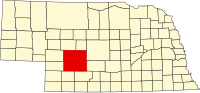 リンカーン郡の位置を示したネブラスカ州の地図