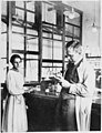 Otto Hahn and Lise Meitner at laboratory, 1913.