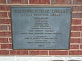 Pearson Public Library plaque