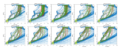 Image 86Time series of maritime traffic crossing the Indian Ocean showing the effect of piracy and its progressive decline in re-routing ships. Each sub-plot shows 6-month colour-coded trips, red southbound and green northbound, using Long Range Identification and Tracking (LRIT) historical data. Operational authorities requested an increase of LRIT reporting frequency from ships in 2009 and 2010 in order to better track them remotely in the High Risk Area. The increase of tracking points can be erroneously perceived as an apparently higher volume of traffic with respect to other periods. (from Piracy off the coast of Somalia)