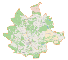 Mapa konturowa powiatu kolbuszowskiego, na dole po lewej znajduje się punkt z opisem „Dwór w Niwiskach”