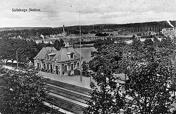 Järnvägens östra ände vid Södertelge öfre/Saltskogs station i Södertälje