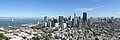 Panorama del centro di San Francisco e del Bay Bridge visto dalla Coit Tower.