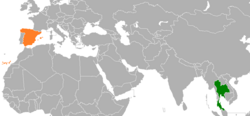 Map indicating location of สเปน and ไทย