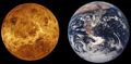 Comparación do tamaño de Venus e da Terra.