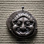 Fig. 14 Gorgoneion; silver didrachm issued by Athens (mid-late sixth century BC).[84]