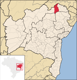 Localização de Curaçá na Bahia