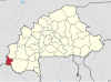 Localisation de la province de la Léraba au Burkina Faso.