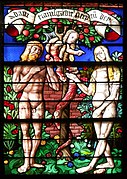Detajl Adam in Eva iz katedrale St-Etienne, Châlons-en-Champagne, Francija