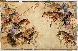Монголи в бою, мініатюра XIII століття