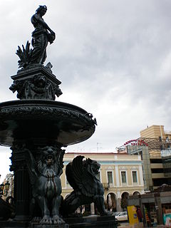 A fountain in Georgiou I Square