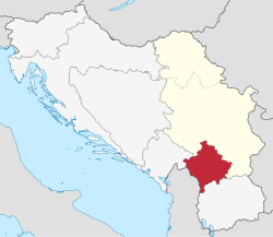 Yugoslavya SFC içinde Kosova ÖSC (Sırbistan SC sınırlarında)
