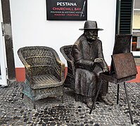 Madeira west of Funchal. Camara De Lobos. Fishing port. Bronze statue of Winston Churchill seen painting the harbour. (51860230905).jpg