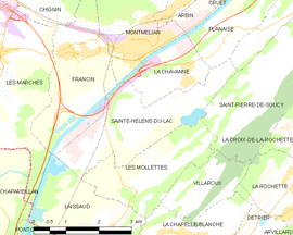 Mapa obce Sainte-Hélène-du-Lac