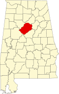 Map of Alabama highlighting Jefferson County